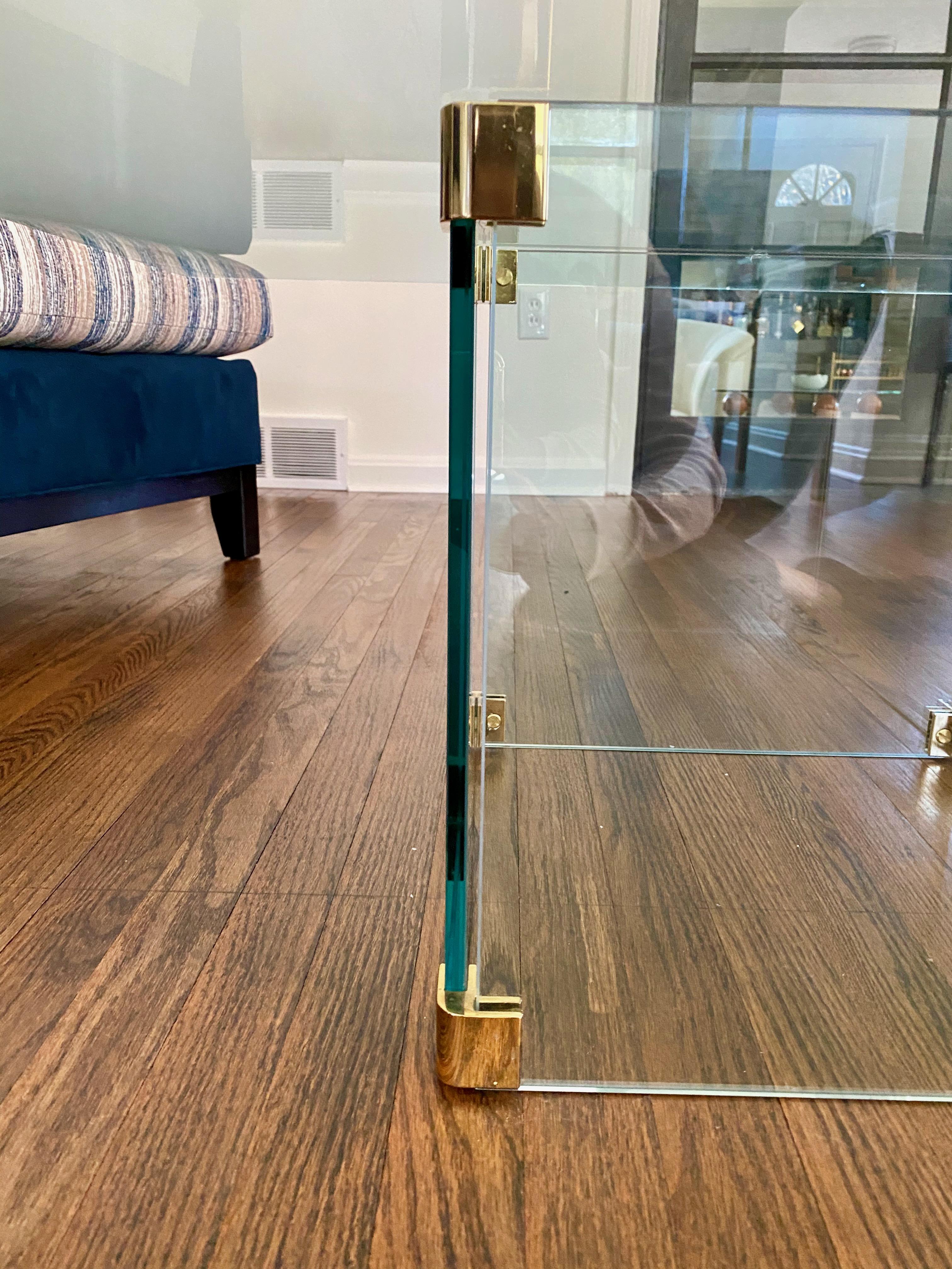 Grande table basse carrée en verre dans le style de Leon Rosen pour Pace Collection en vente 4