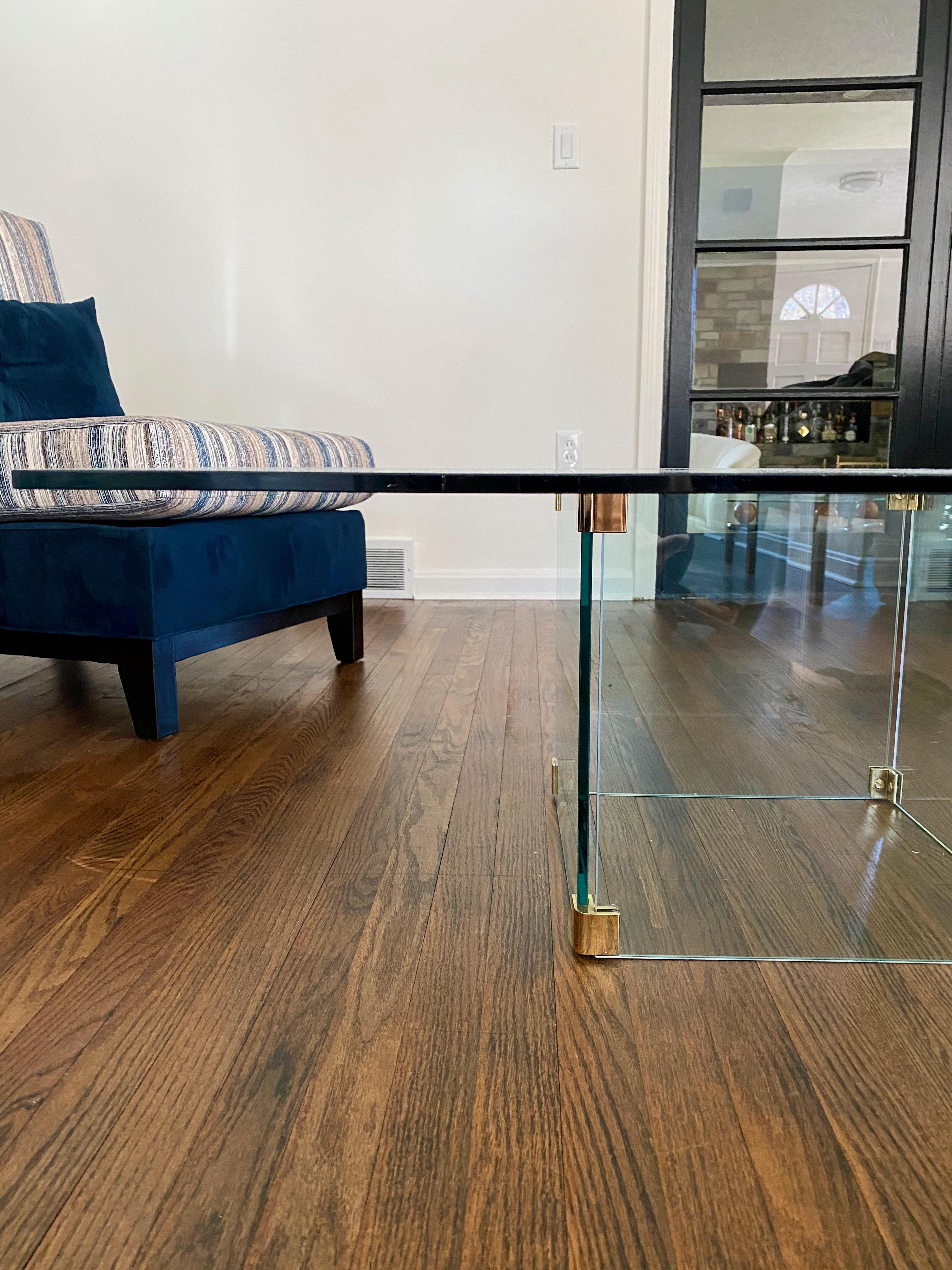Large Square Glass Coffee Table in the Style of Leon Rosen for Pace Collection For Sale 5