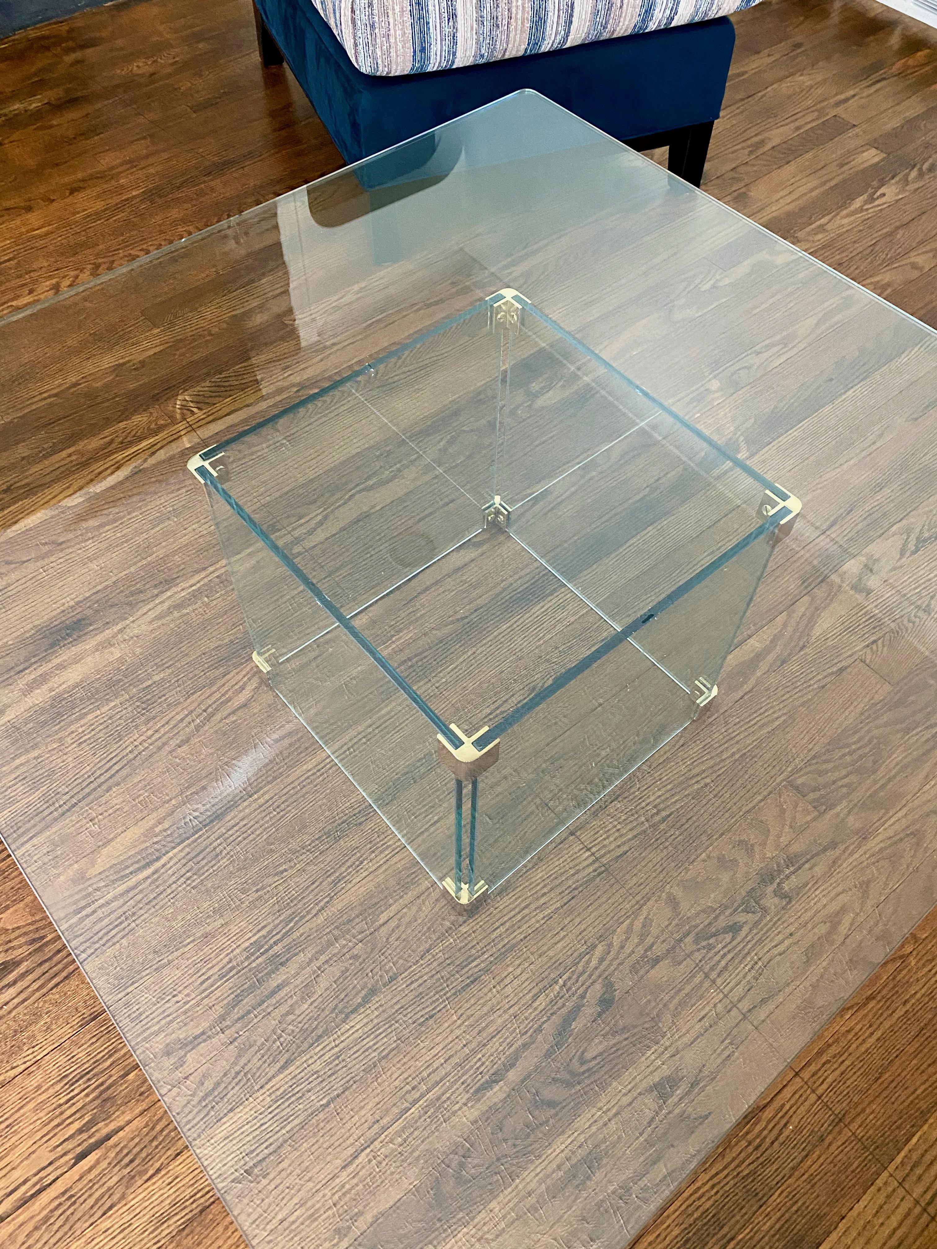 Grande table basse carrée en verre dans le style de Leon Rosen pour Pace Collection en vente 2