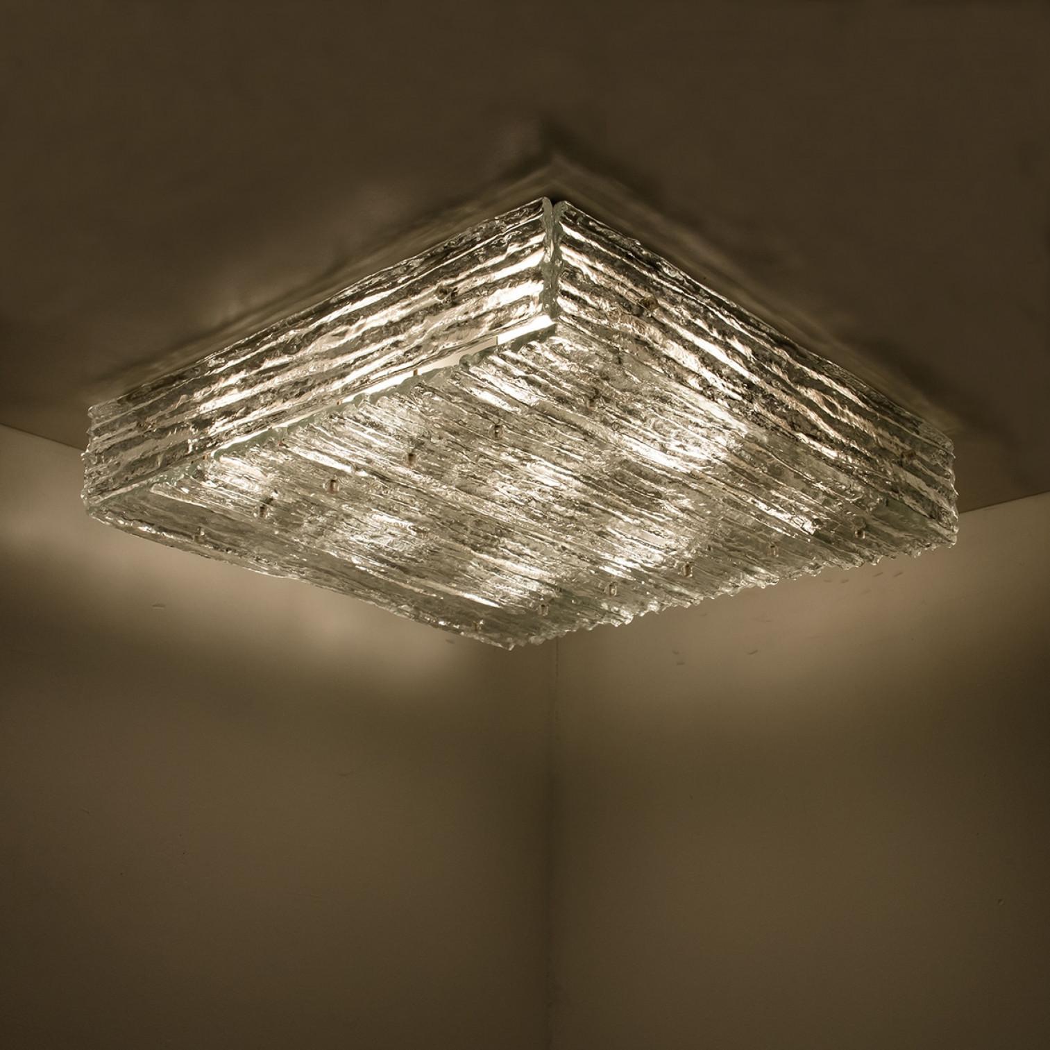 Large Square Glass Flush Mount J.T. Kalmar, Austria For Sale 2