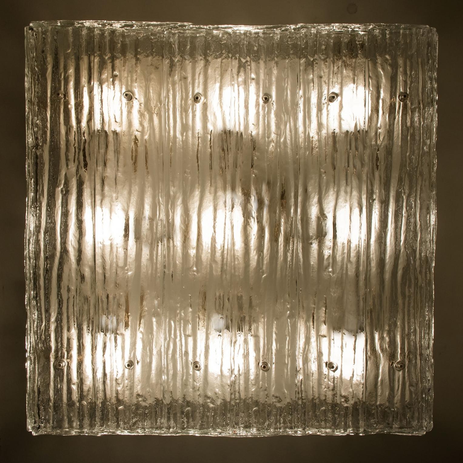 Large Square Glass Flush Mount J.T. Kalmar, Austria For Sale 3