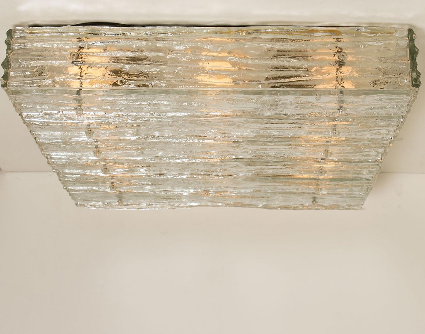 Large Square Glass Flush Mount J.T. Kalmar, Austria In Good Condition For Sale In Rijssen, NL