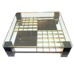 Large Square Glass Top Coffee Table, France, 1960s