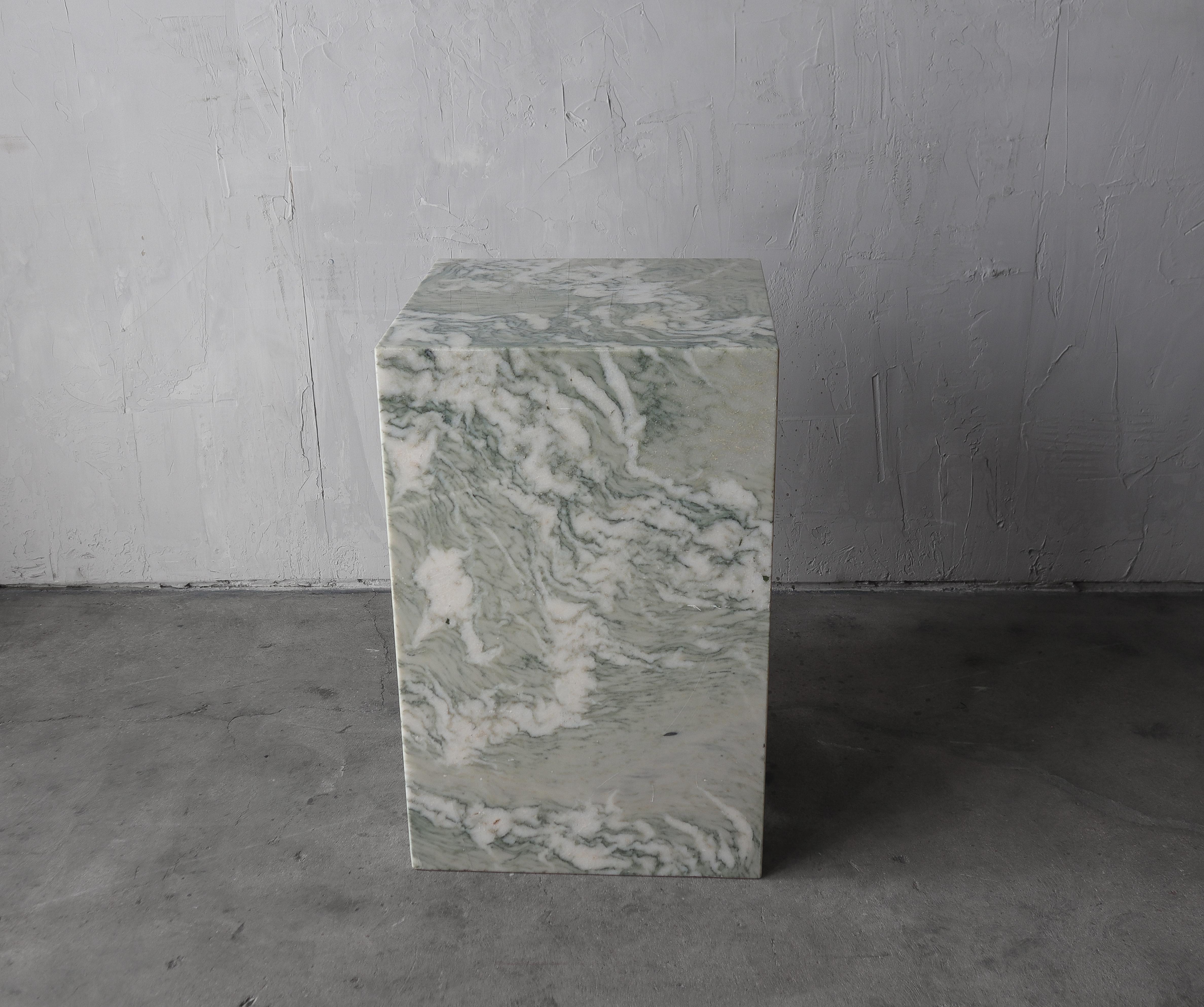Large Square Green Marble Pedestal In Good Condition In Las Vegas, NV