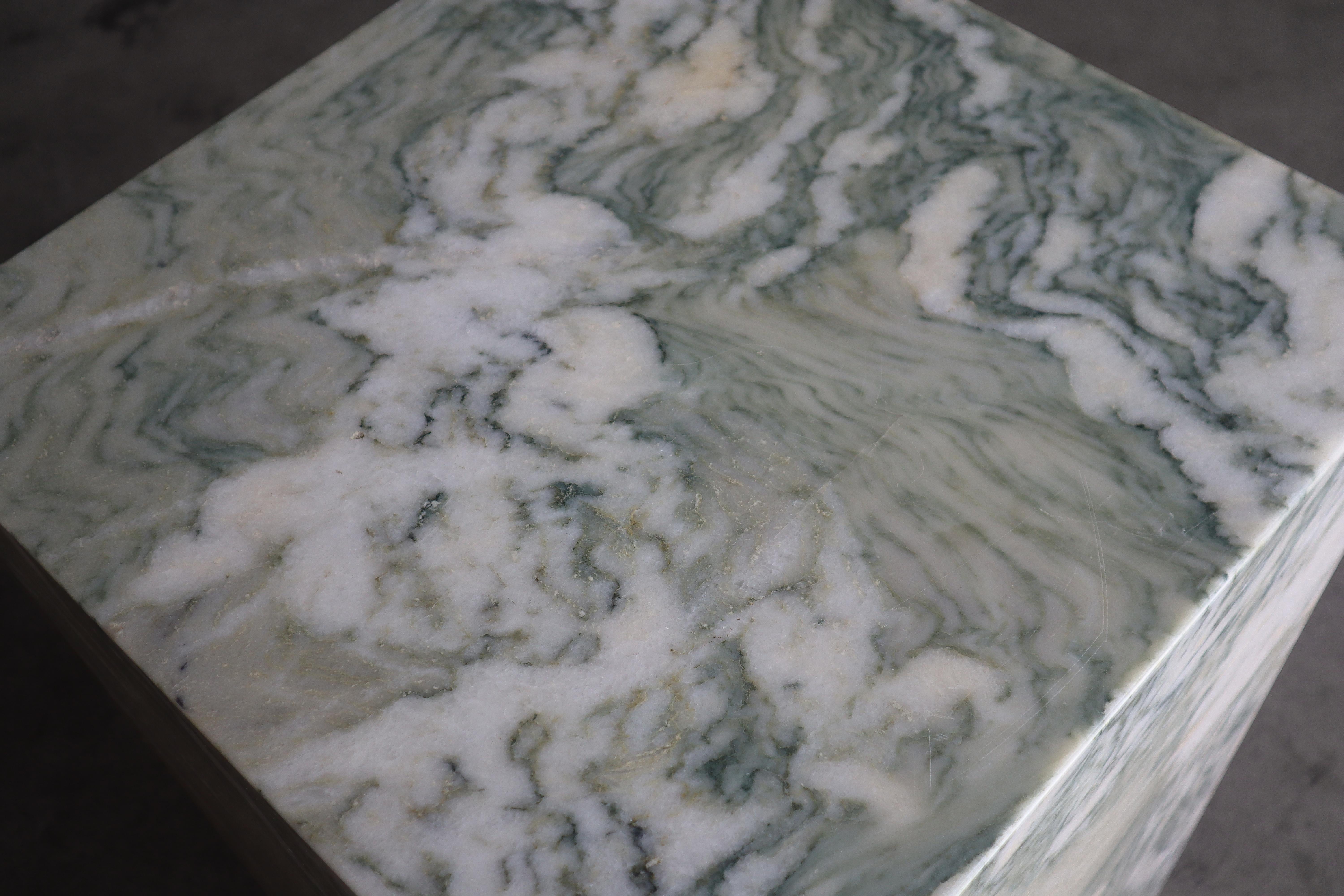 Large Square Green Marble Pedestal 1