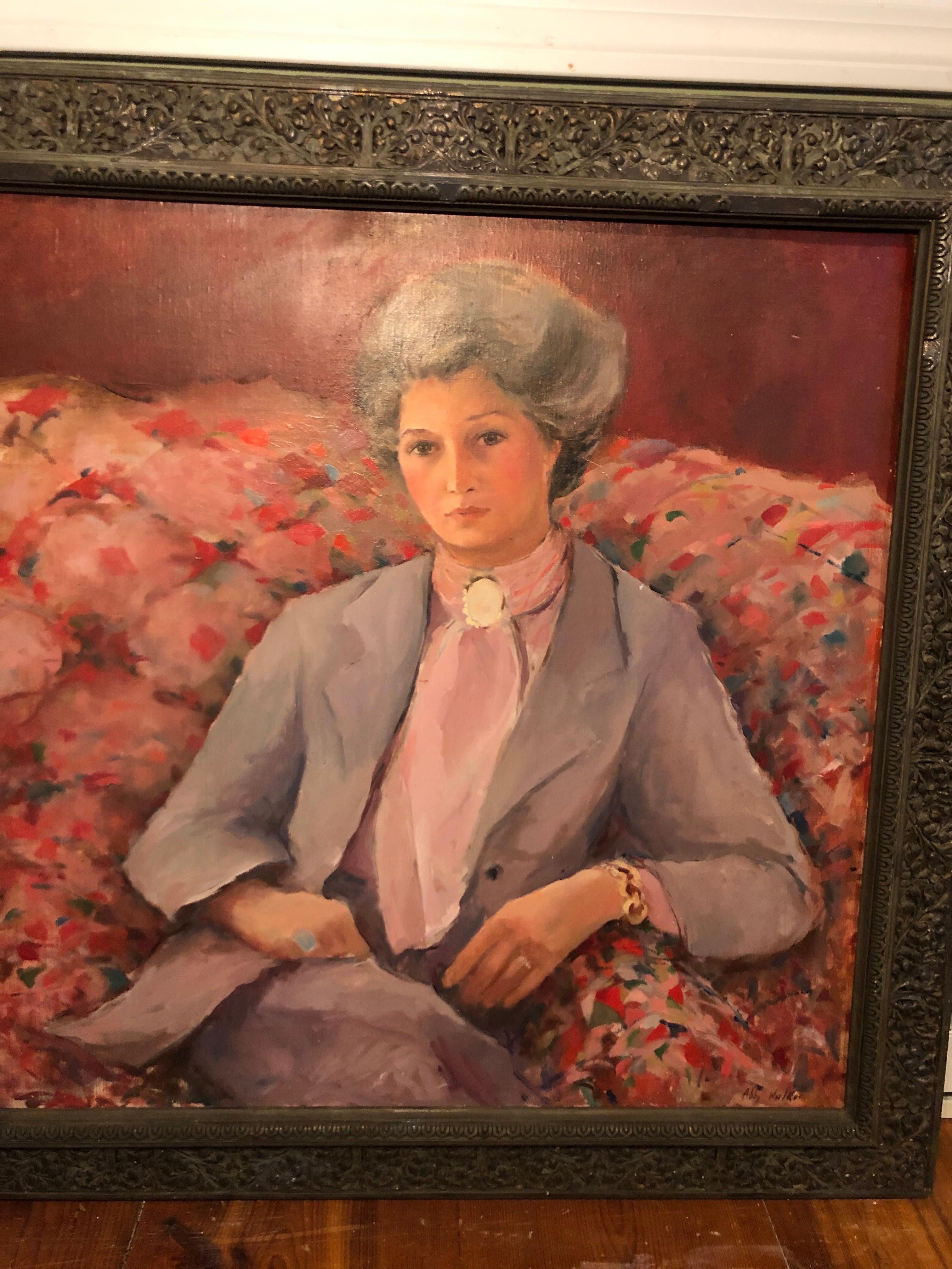 20th Century Large Square Impasto Portrait of a Woman  For Sale