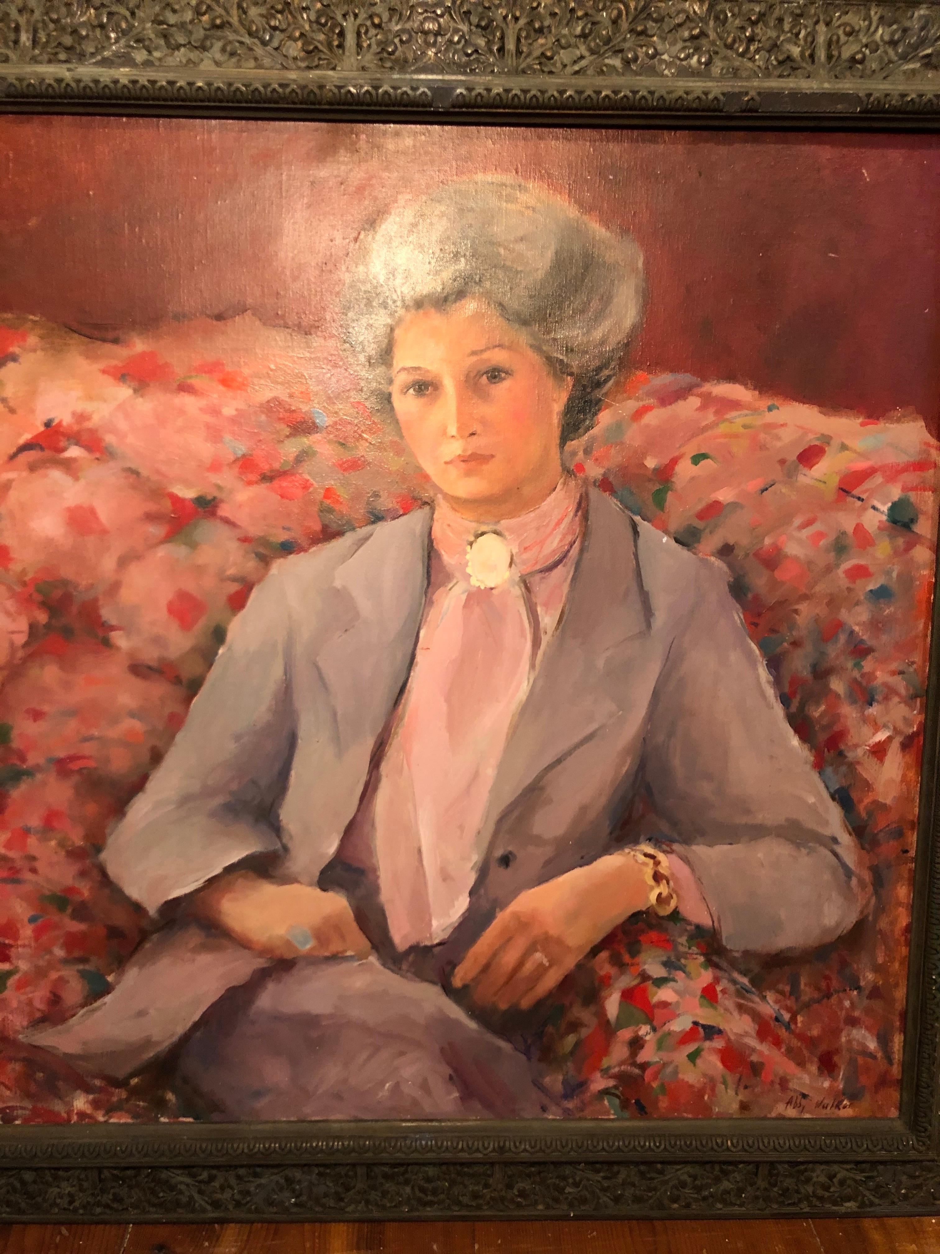 Canvas Large Square Impasto Portrait of a Woman  For Sale