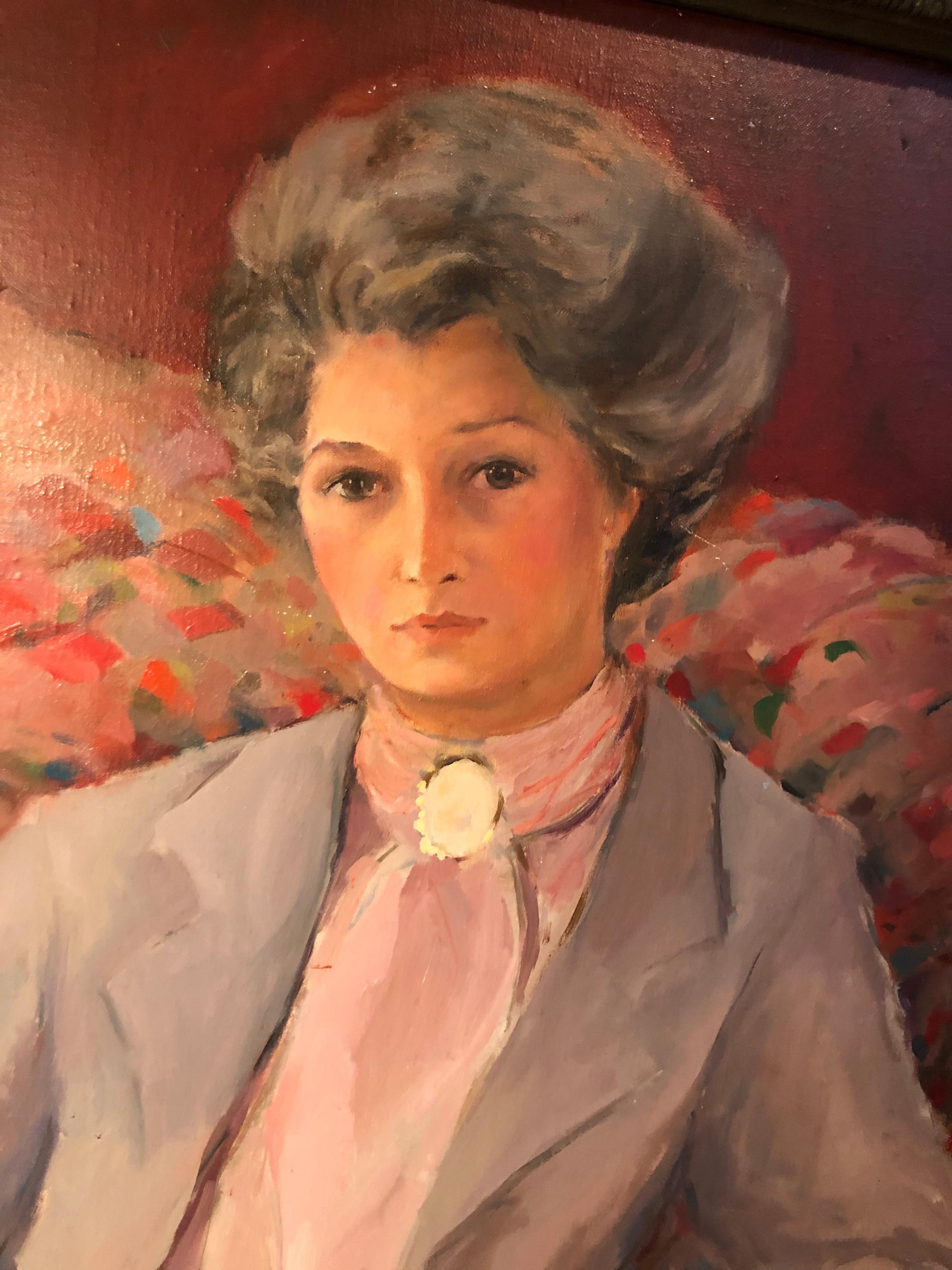 Large Square Impasto Portrait of a Woman  For Sale 2