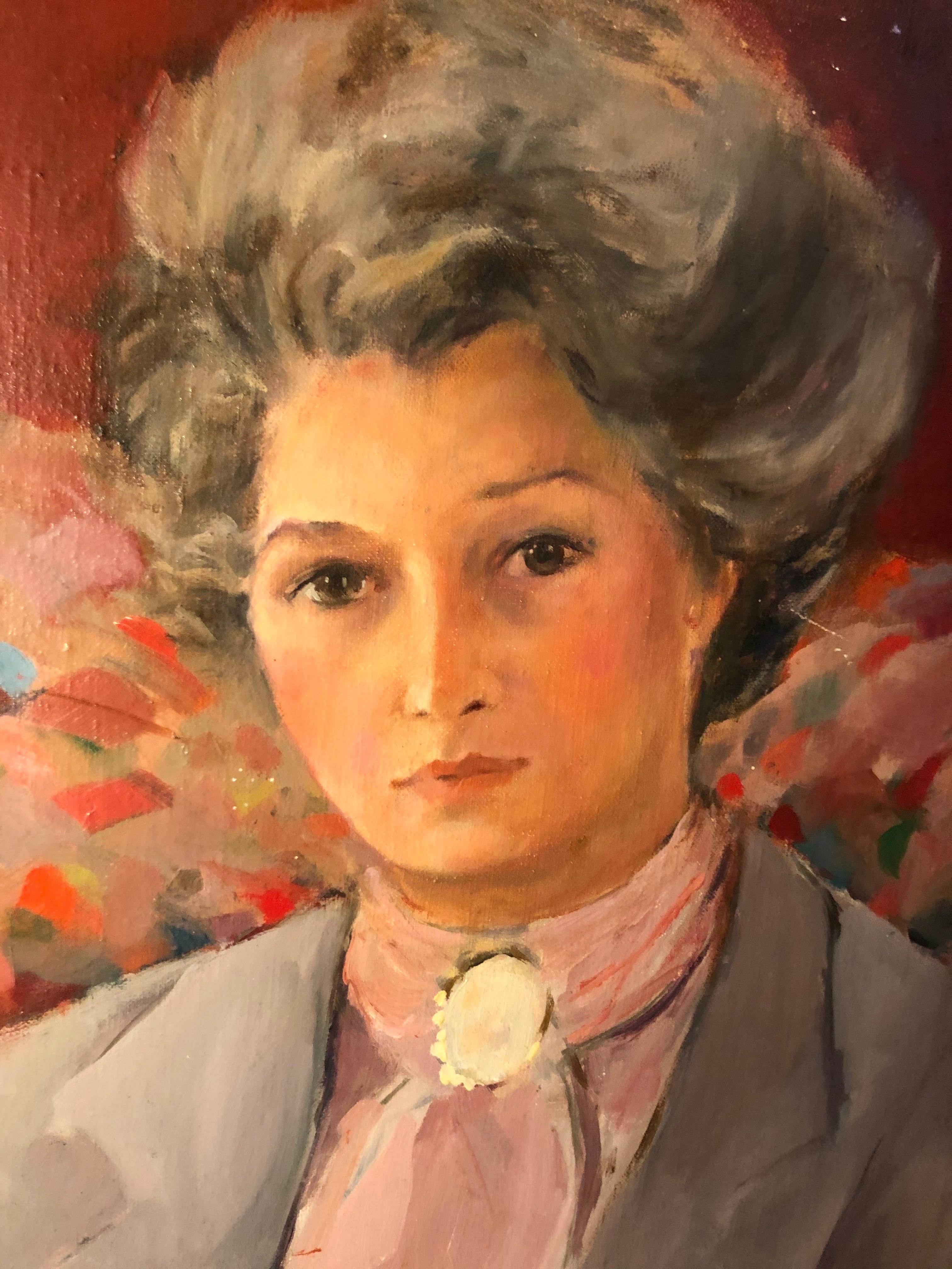 Large Square Impasto Portrait of a Woman  For Sale 3