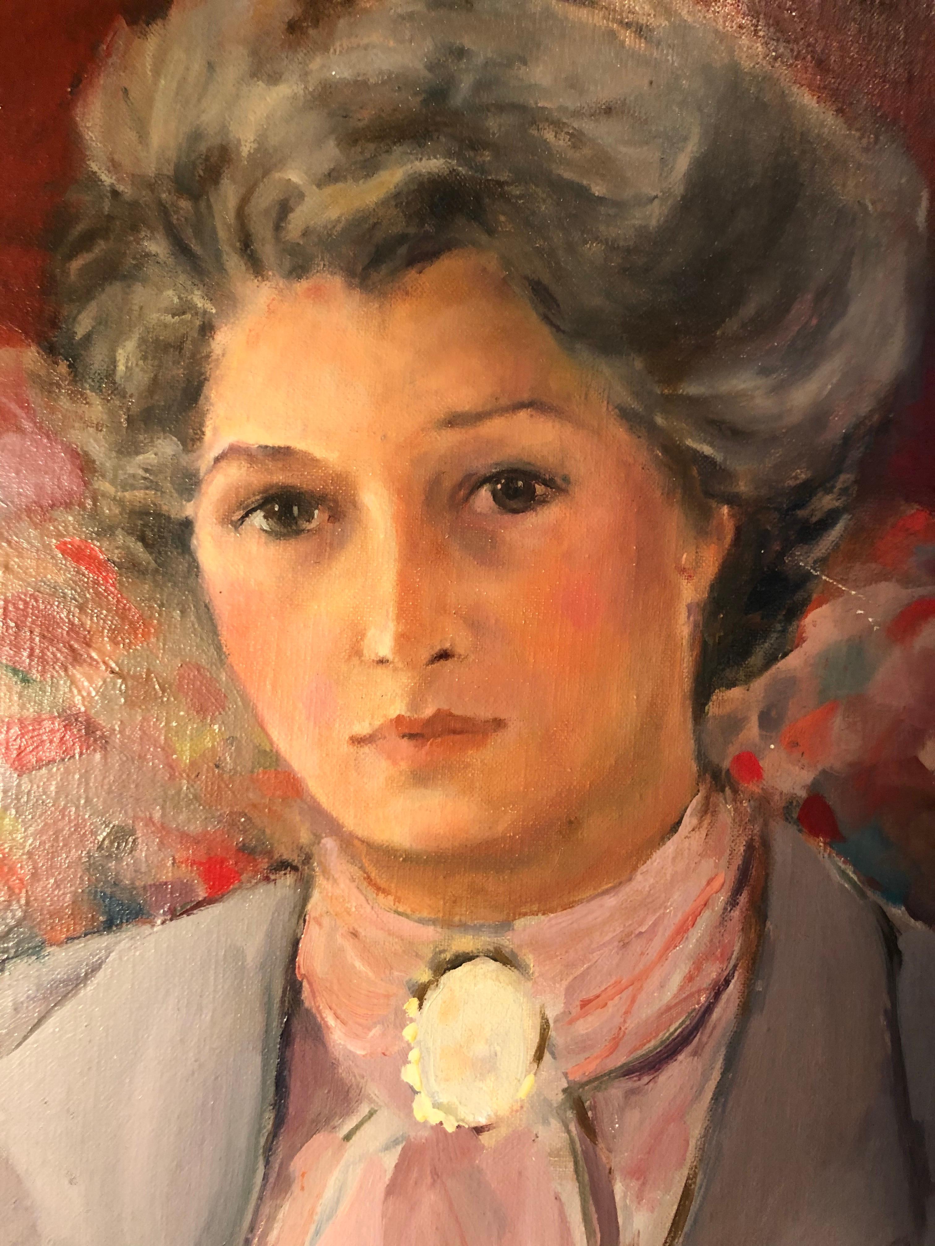 Large Square Impasto Portrait of a Woman  For Sale 4