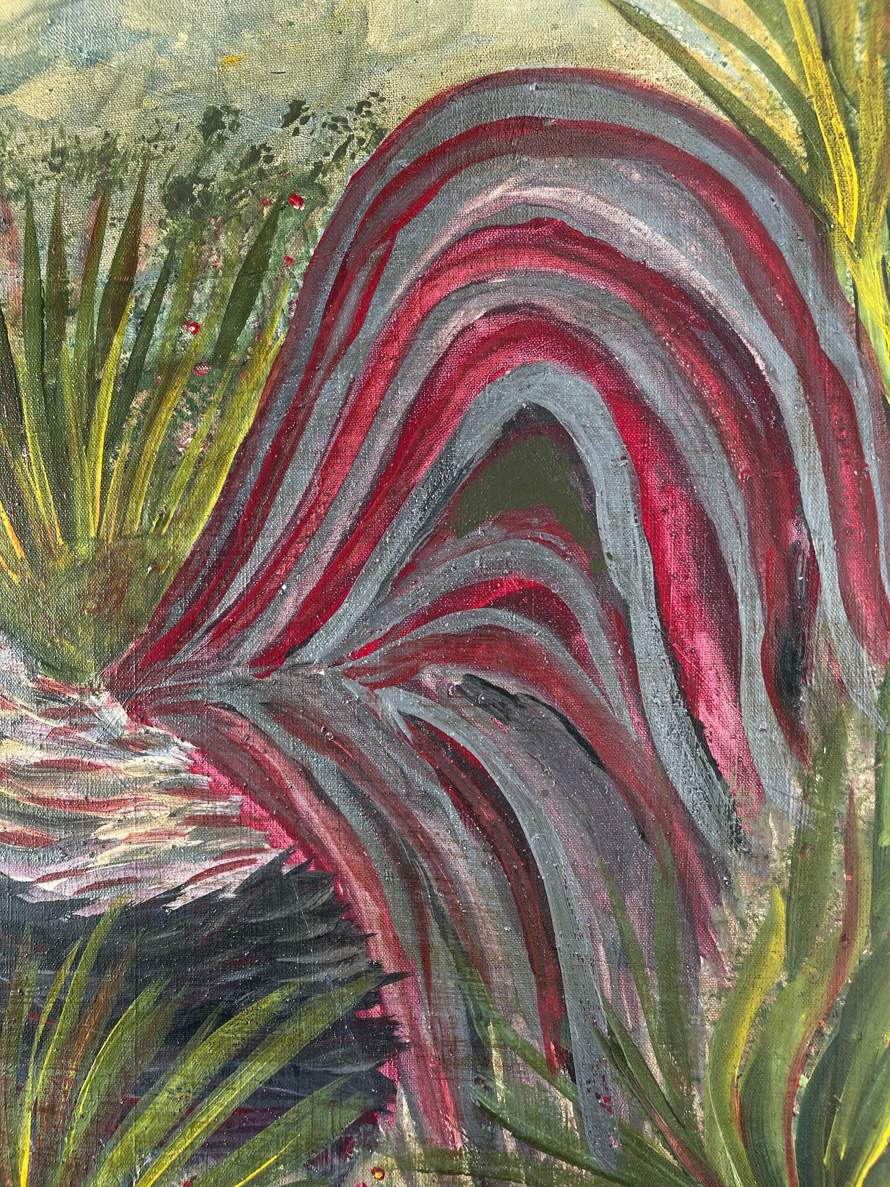 20th Century Large Square Impasto Rooster Painting by Von For Sale