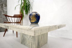 Large Square Italian Carrara Marble Top Coffee Table