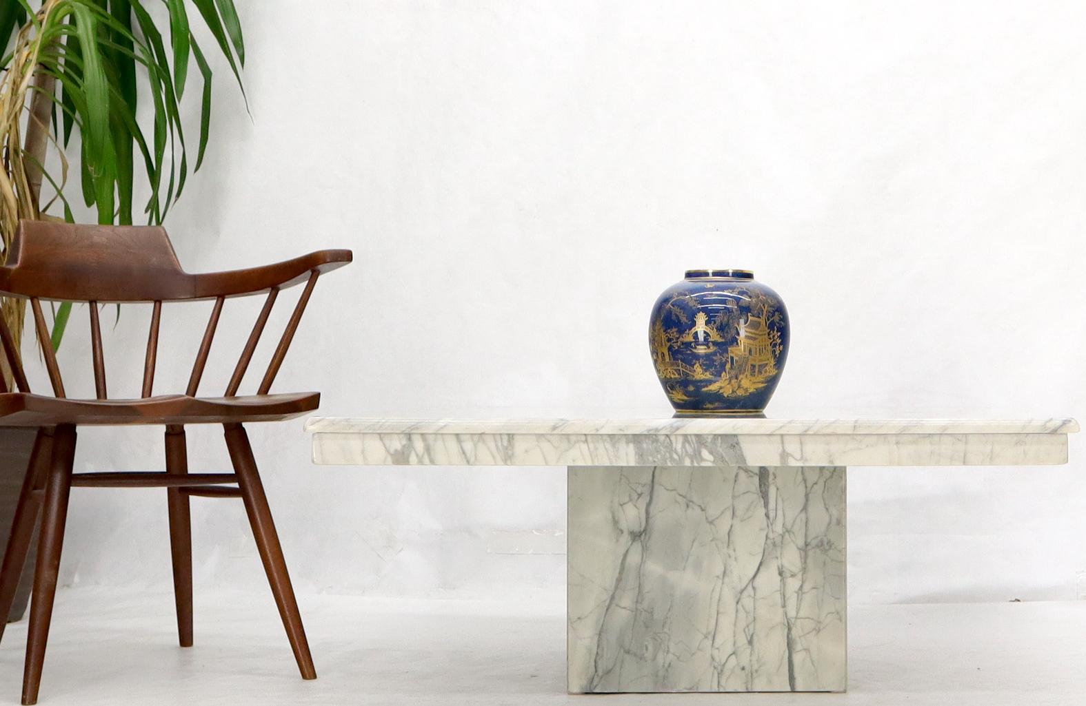 Mid-Century Modern Large Square Italian Carrara Marble Top Coffee Table