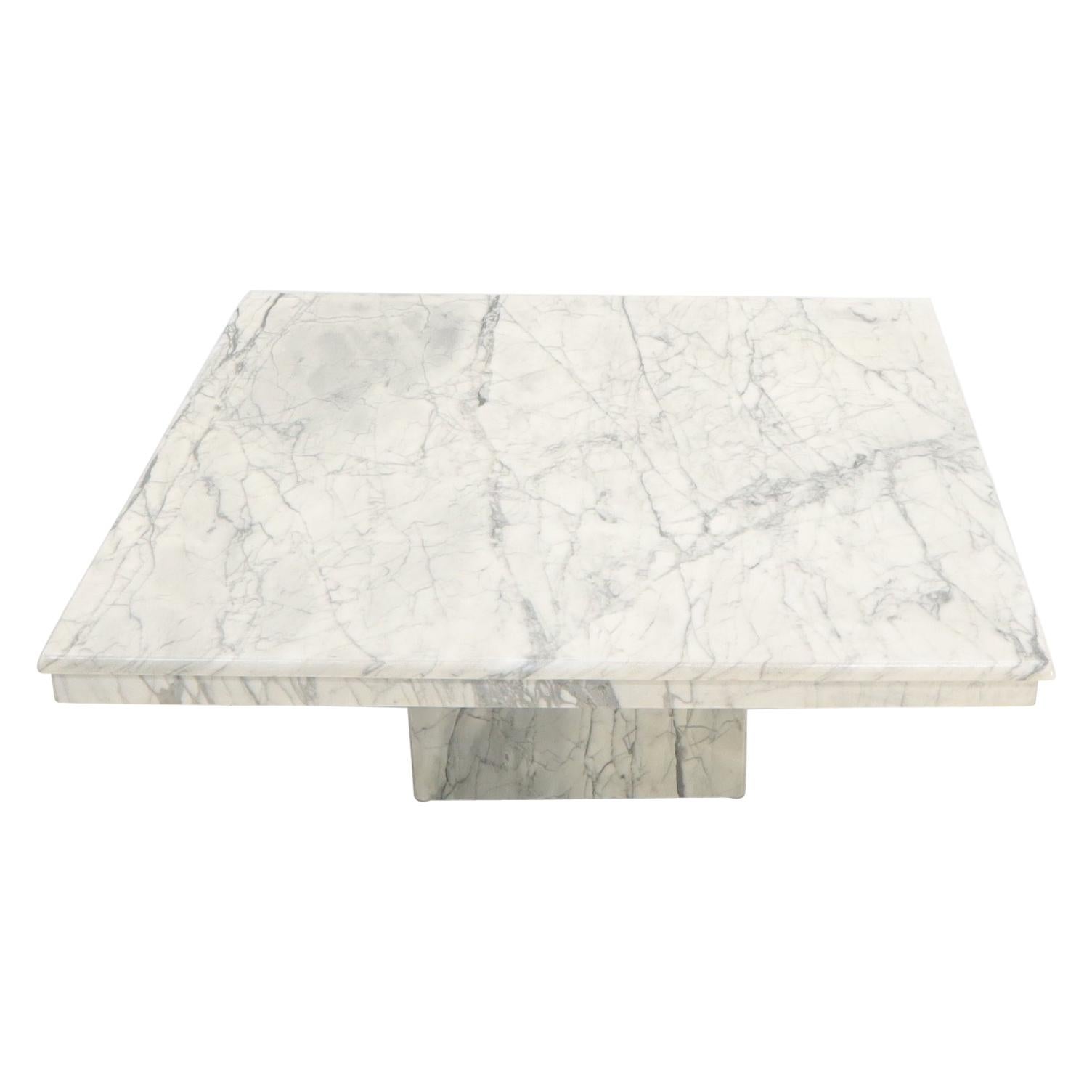 Large Square Italian Carrara Marble Top Coffee Table