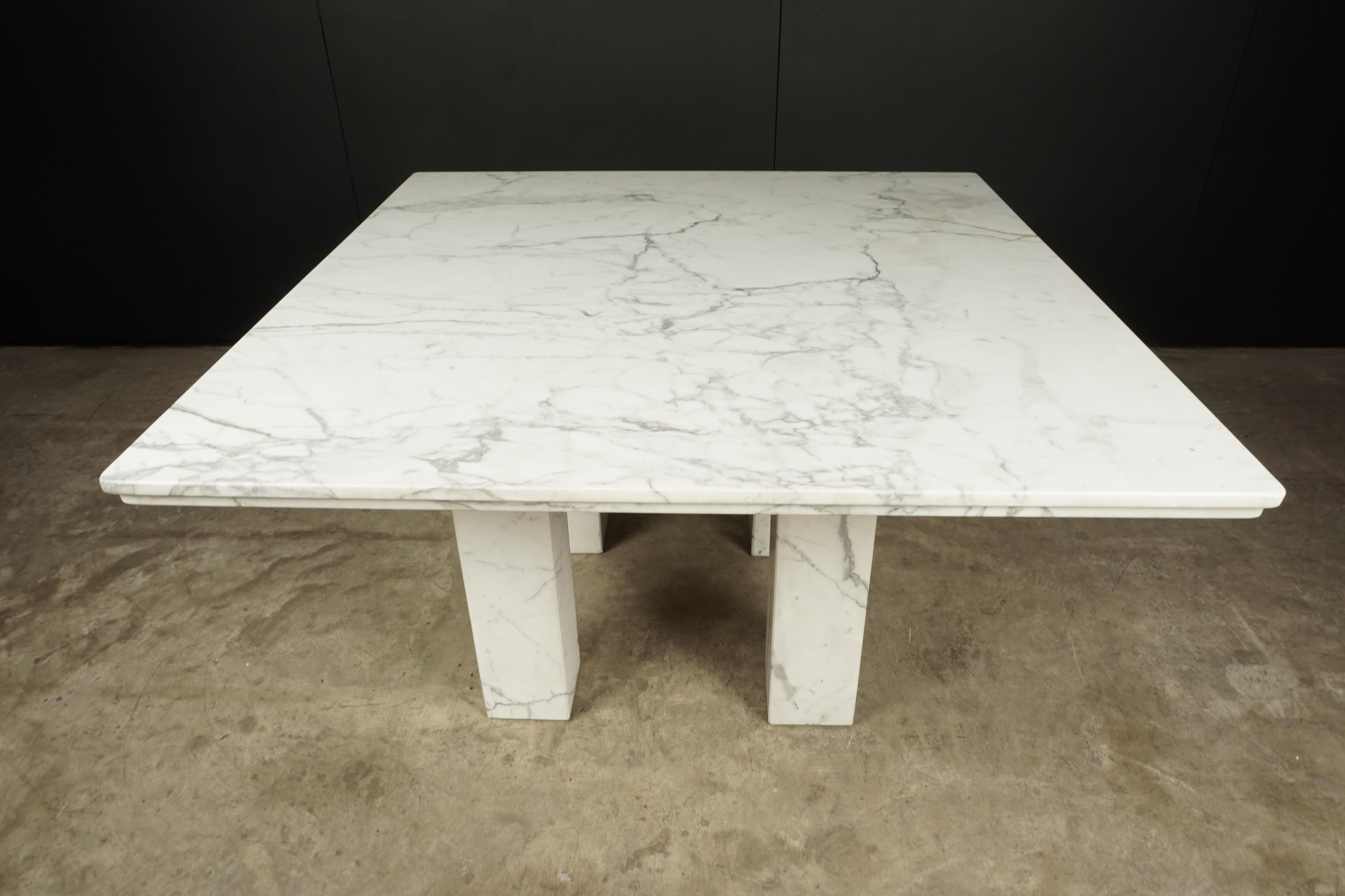 European Large Square Marble Dining Table from France, circa 1960