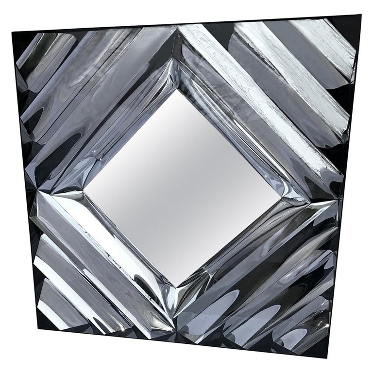 Large Square MidCentury Modern Wall Mirror For Sale at 1stDibs