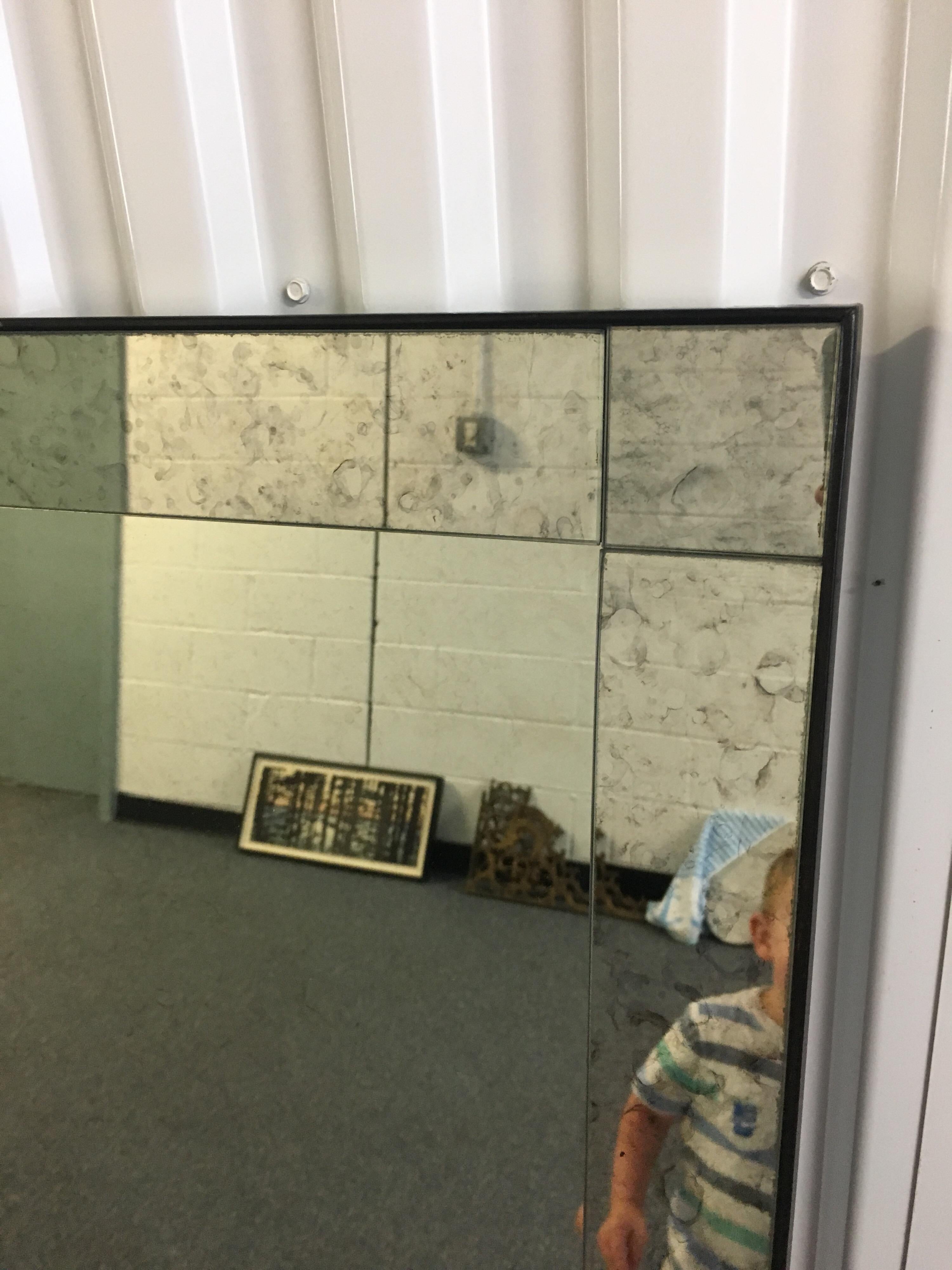 Large Square Mirror with Antiqued Glass, 21st Century 3