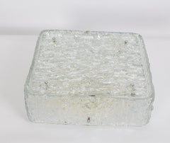 Large Square Murano Ice Glass Flushmount in style of Kaiser, Germany, 1970s