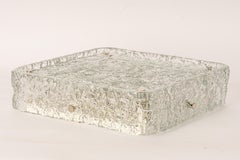 Große quadratische Einbaubeleuchtung aus Murano-Eisglas, Kaiser, Deutschland, 1970er Jahre