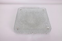 Große quadratische Einbaubeleuchtung aus Murano-Eisglas, Kaiser, Deutschland, 1970er Jahre