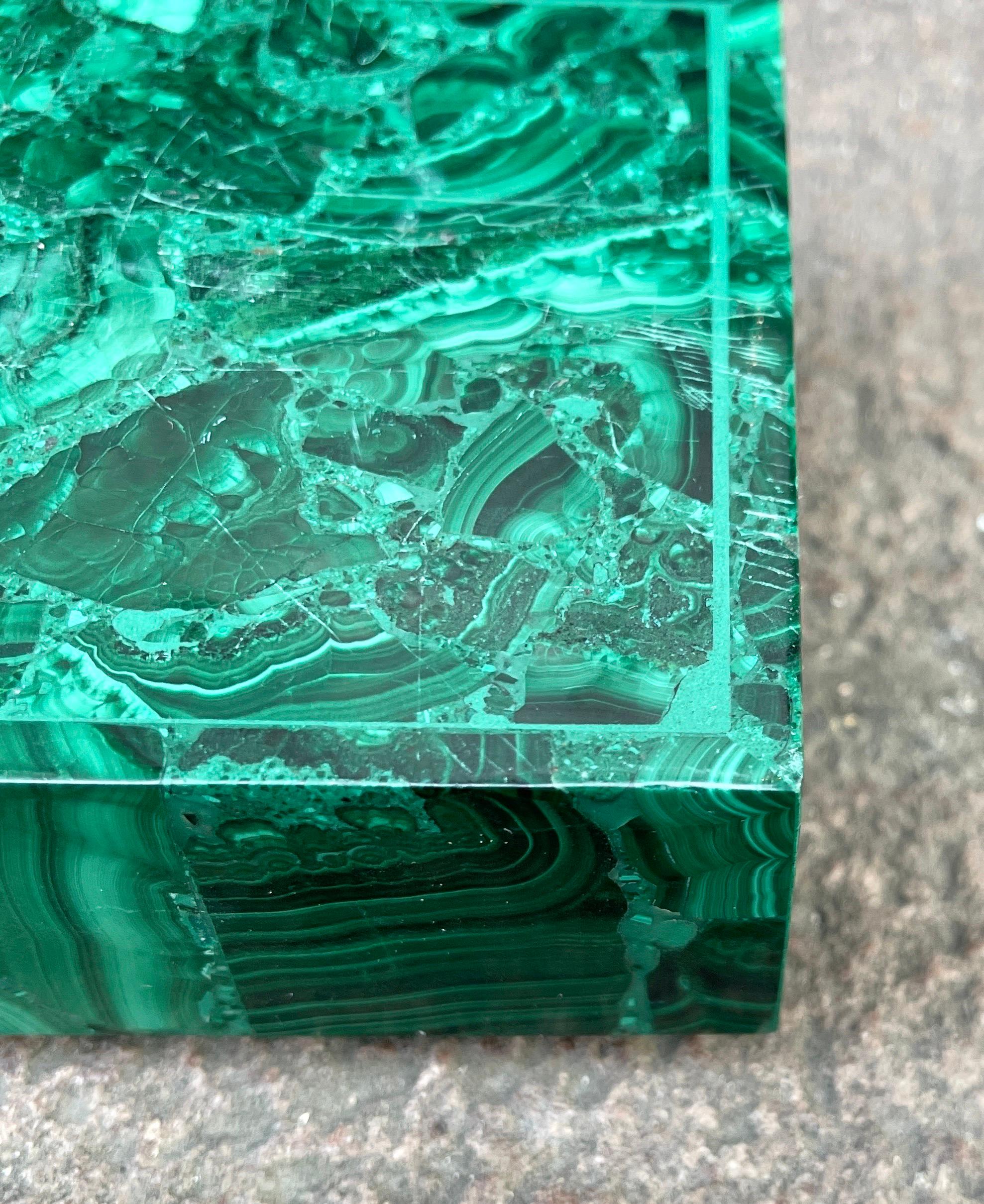 Large Square Natural Malachite Jewelry or Vanity Box For Sale 2