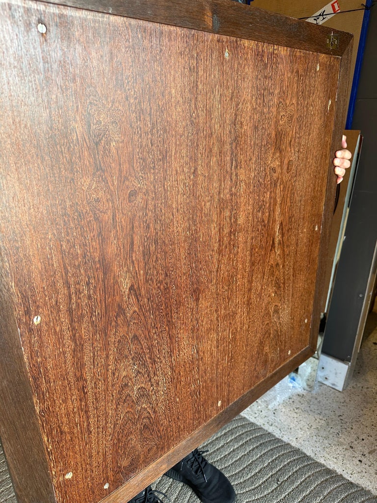 Large Square Parchment and Exotic Wood Framed Mirror by Ron Seff For ...