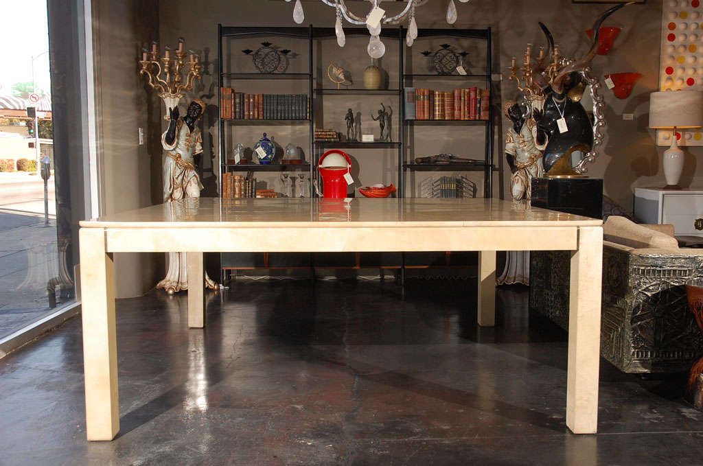 American Large Square Parchment Table by Karl Springer