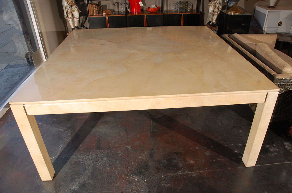 20th Century Large Square Parchment Table by Karl Springer