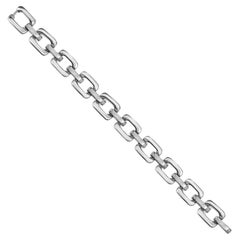 Large Square Polished Cable Chain Link Bracelet with Brushed Satin Accents