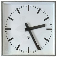 Vintage Large Square Pragotron Wall Clock, 1960s