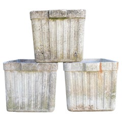 Large Square Ribbed Planters Designed by Willy Guhl