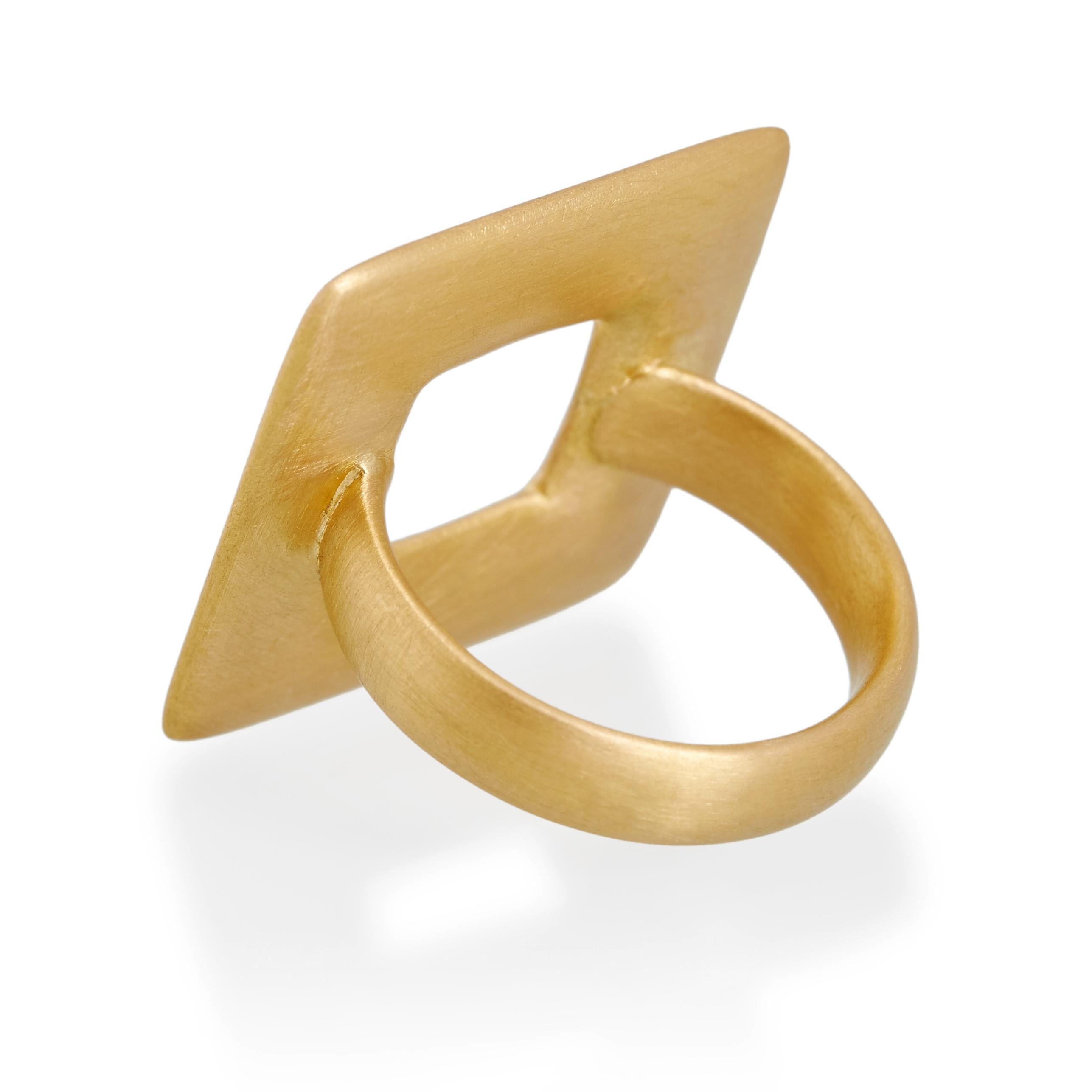 Contemporary Large Square Ring, 22ct Gold For Sale