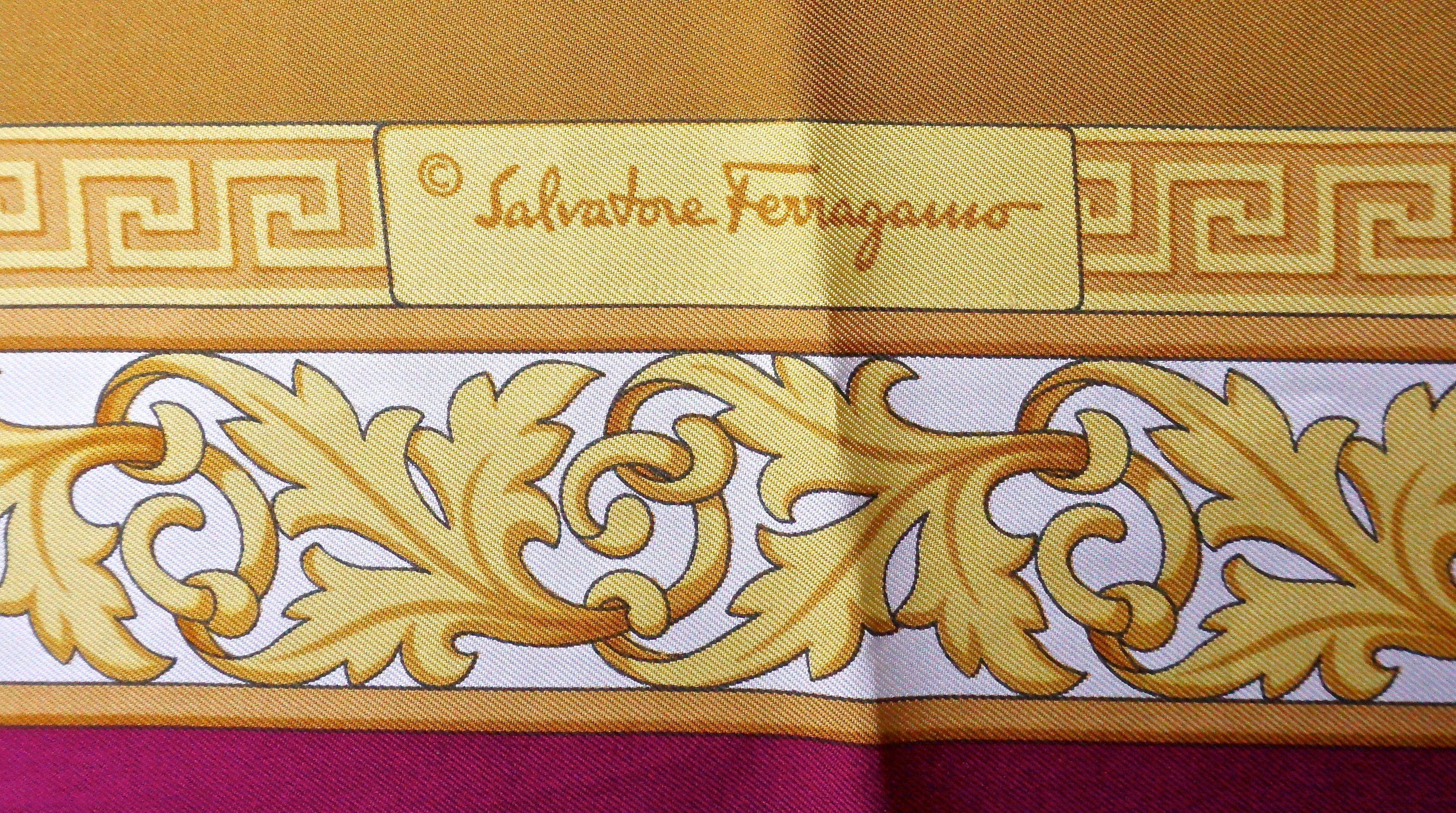 Women's or Men's Large Square Salvatore Ferragamo Pure Silk Parrot Print Scarf, made in Italy