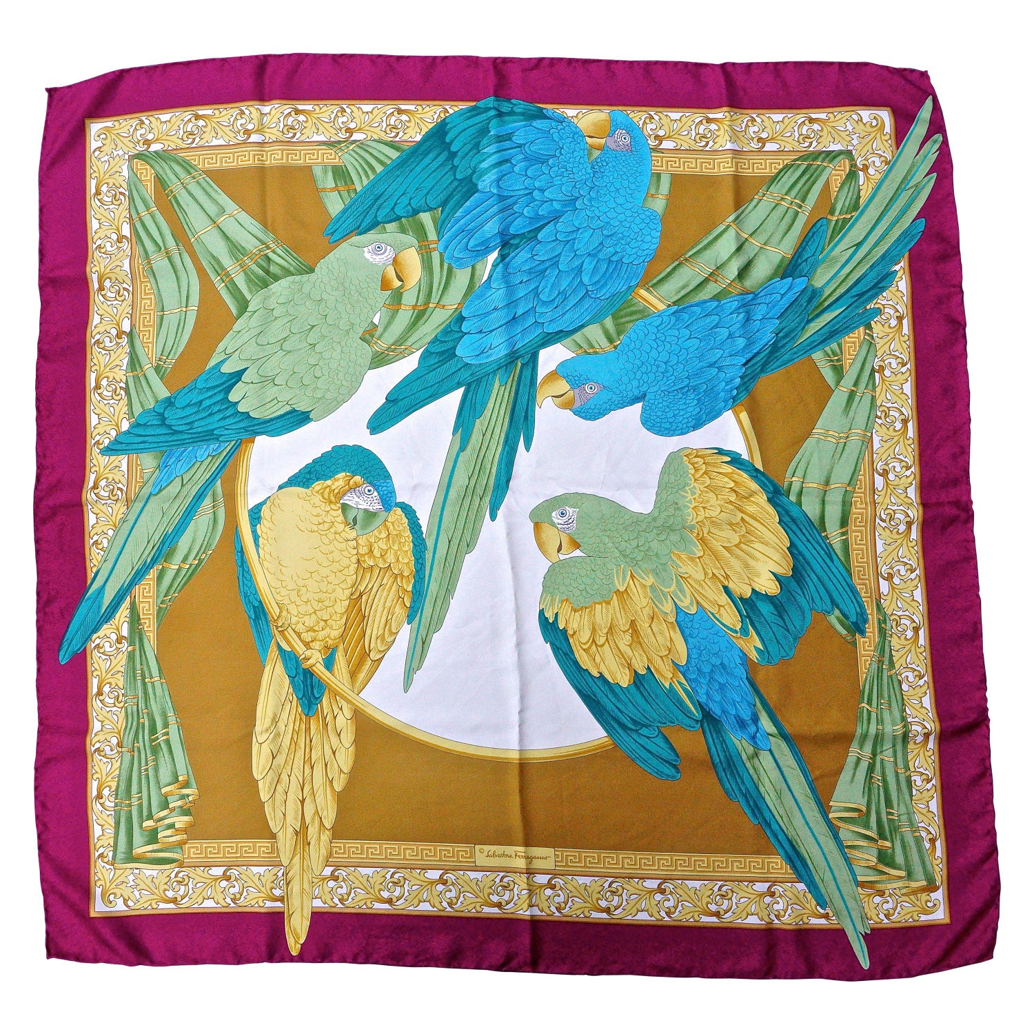 Large Square Salvatore Ferragamo Pure Silk Parrot Print Scarf, made in  Italy at 1stDibs | parrot scarf, parrot rebozo
