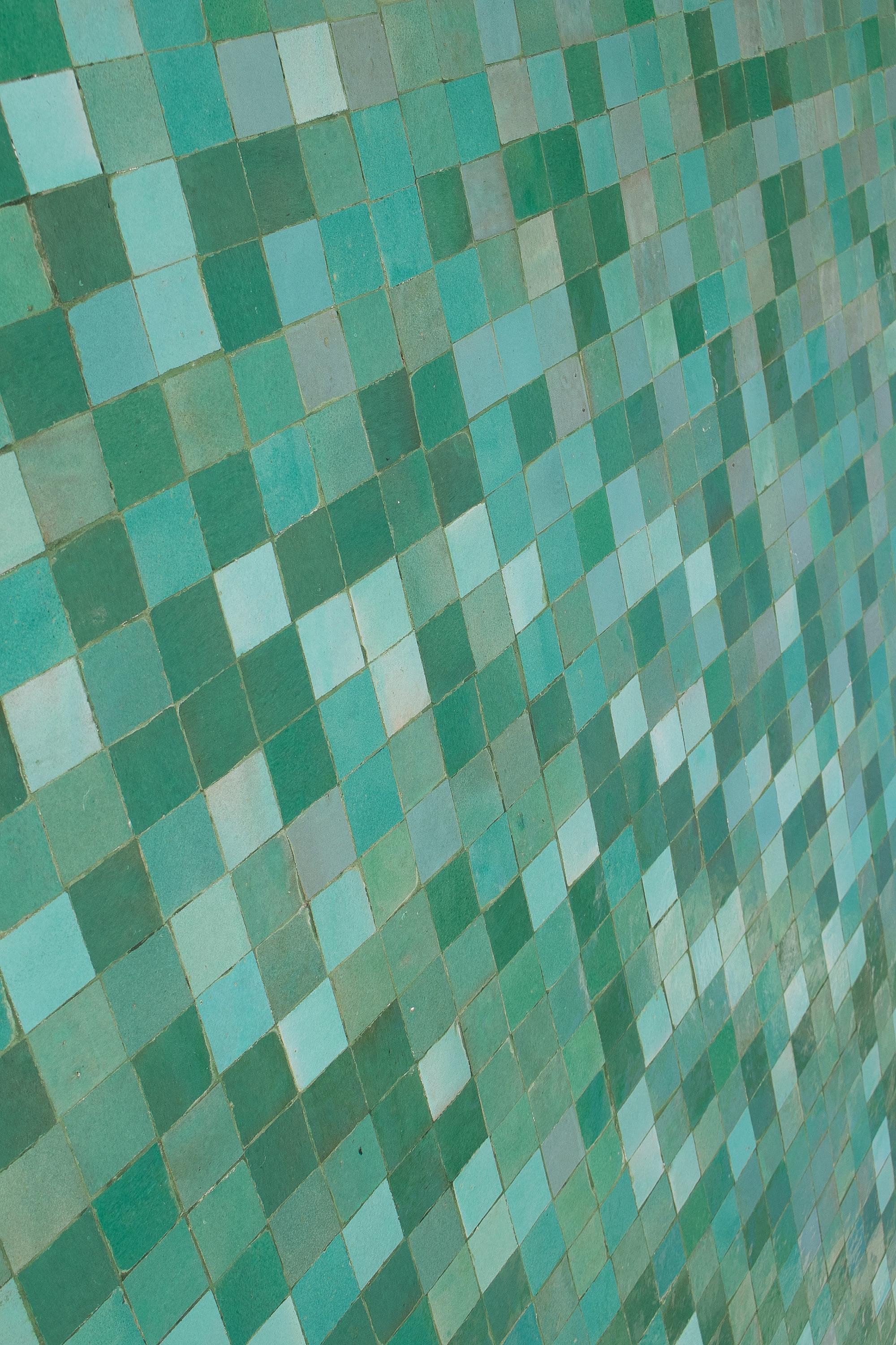Large Square Spanish Green Glazed Zellige Tiled Mosaic Iron Outdoor Table 4
