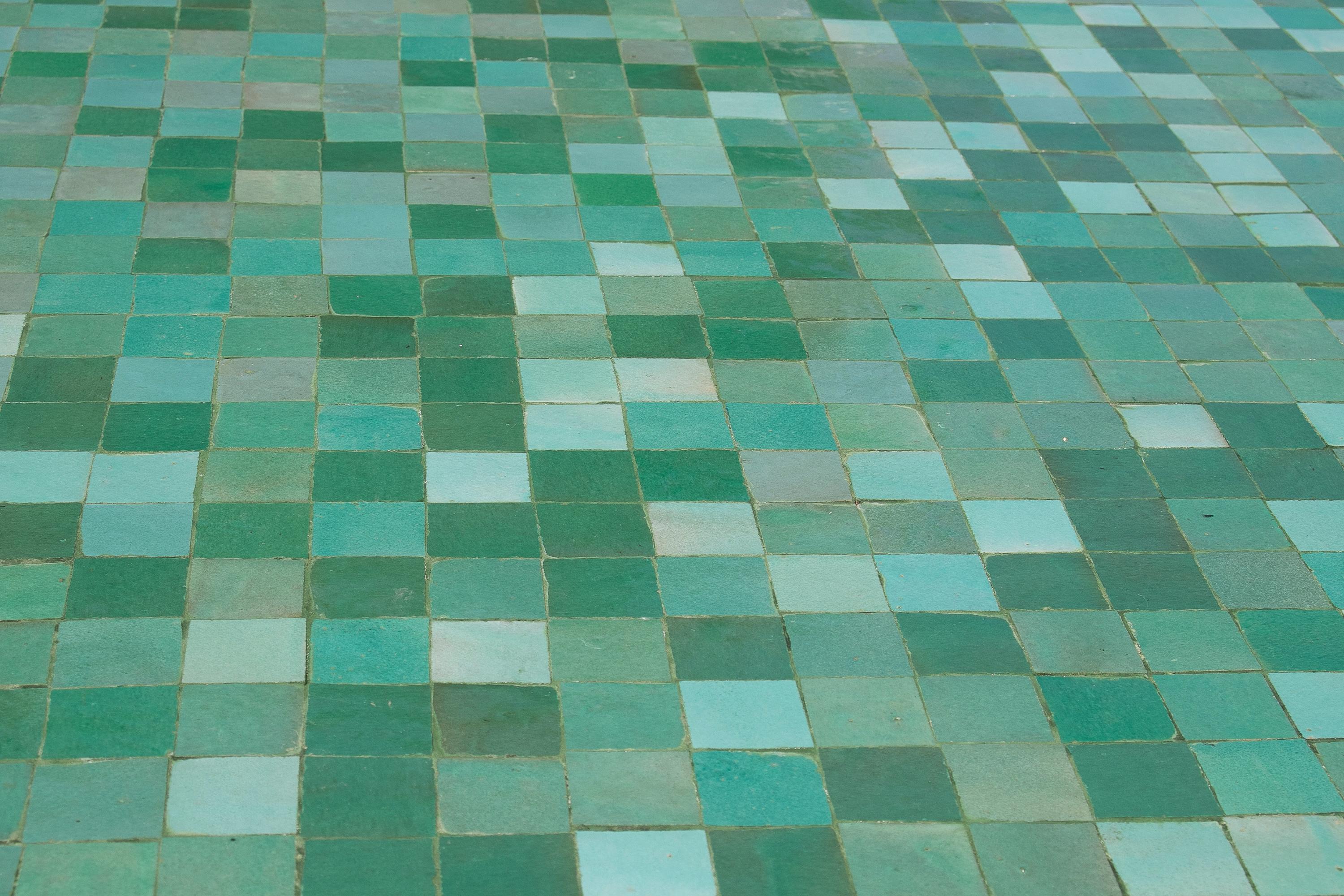 Large Square Spanish Green Glazed Zellige Tiled Mosaic Iron Outdoor Table 5