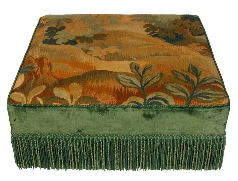 Large Square Tapestry Ottoman at 1stDibs