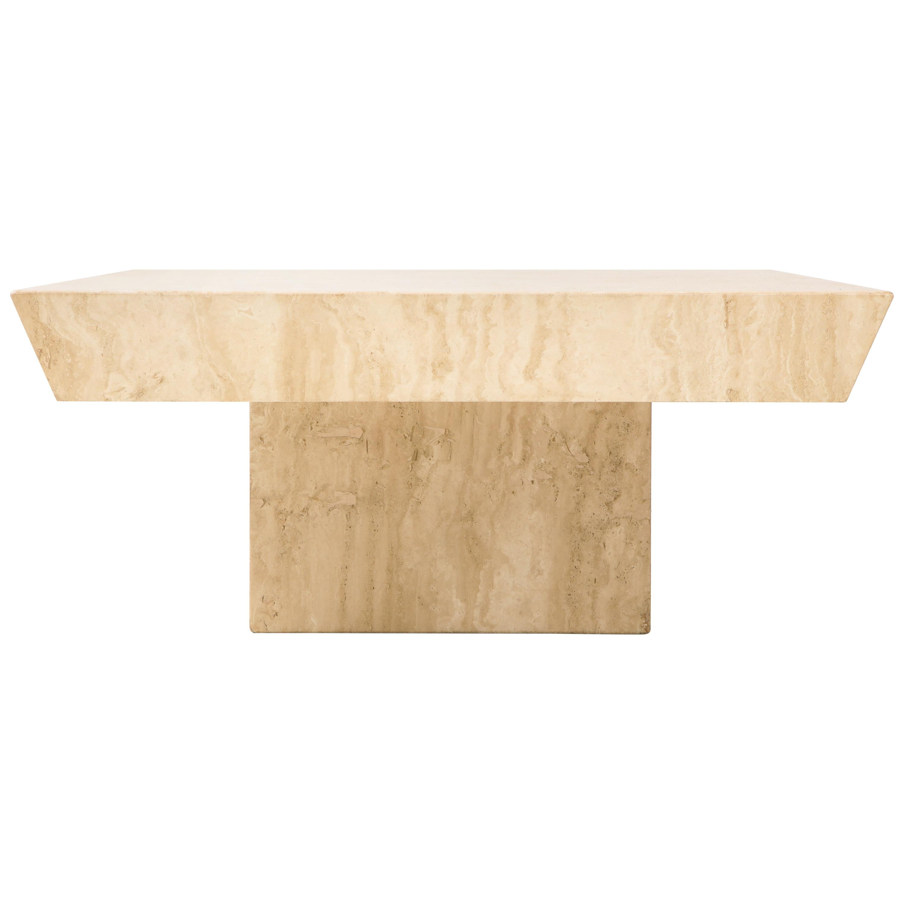 Large Square Travertine Coffee Table For Sale at 1stdibs
