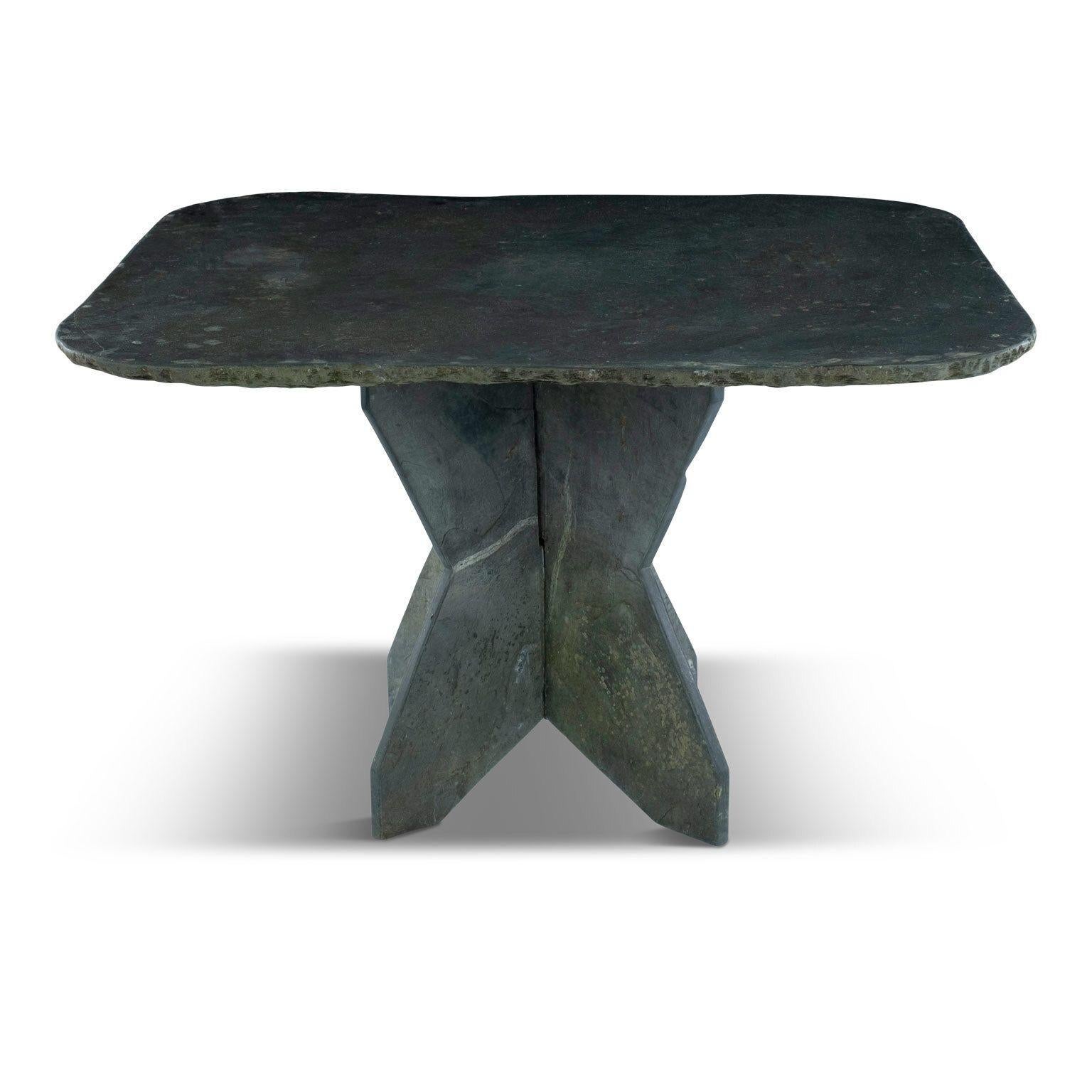 Late 20th Century Large Square Vintage Slate Table