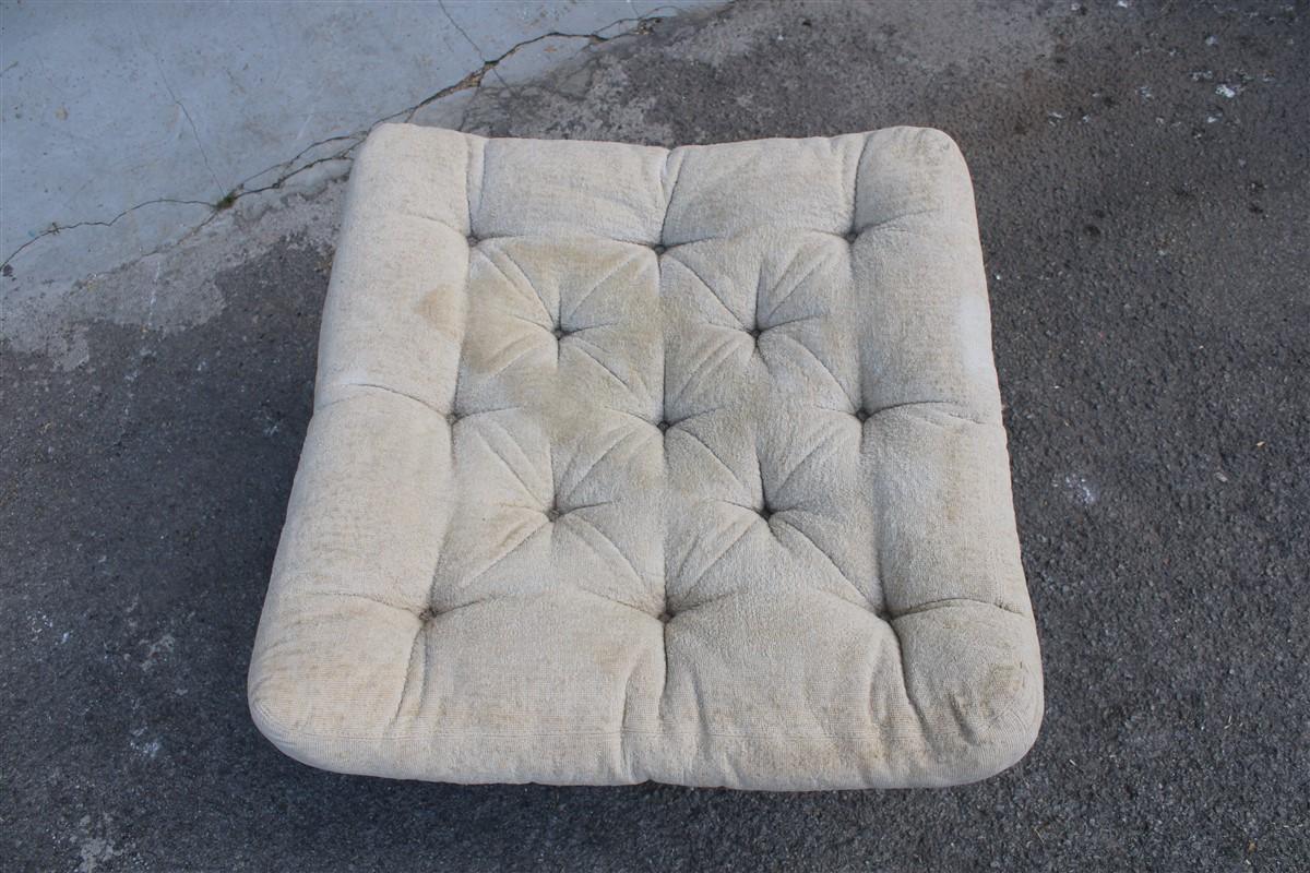 Large Square Vintage Stool 1960 Knoll Style Italian Design Velvet Cushion For Sale 4