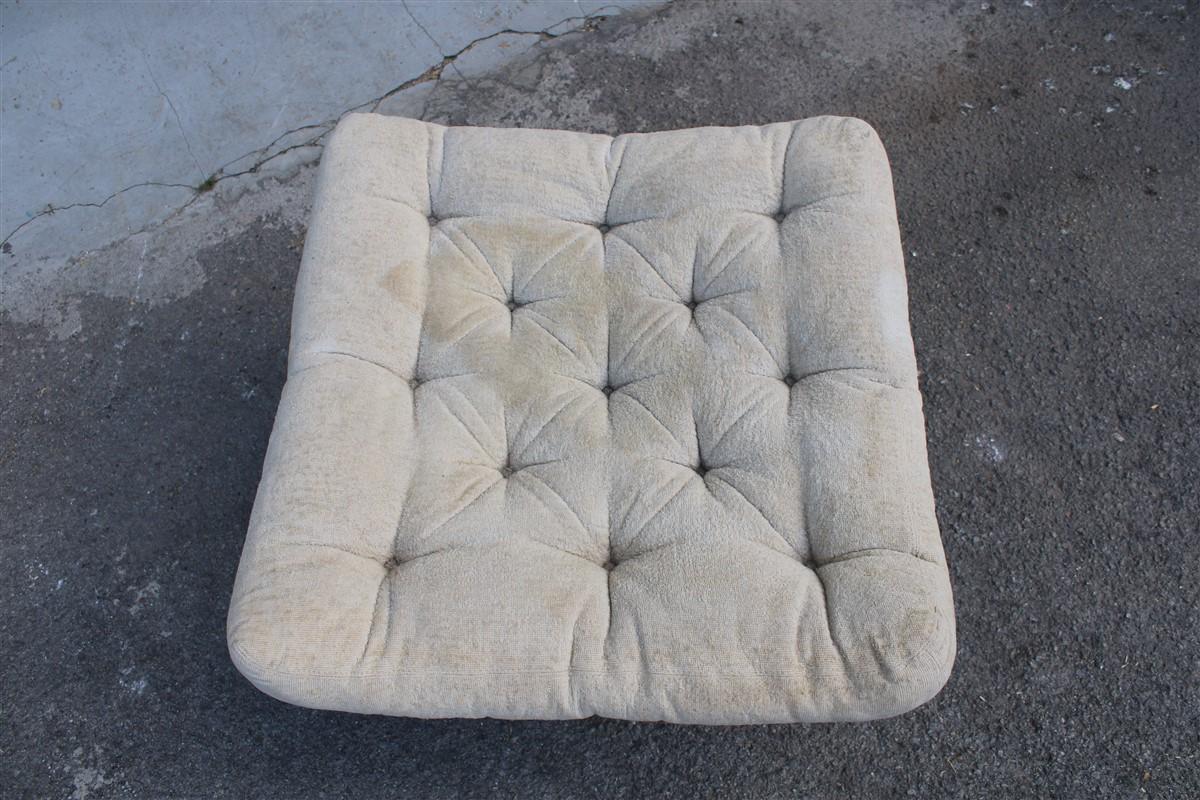 Gran Taburete Cuadrado Vintage Estilo Knoll 1960 Diseño Italiano Cojín de Terciopelo en venta 5
