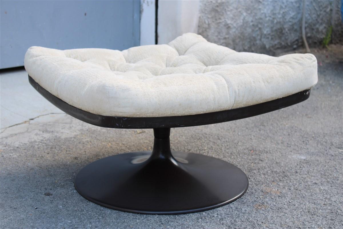 Gran taburete cuadrado vintage estilo Knoll 1960 Cojín de terciopelo de diseño italiano.