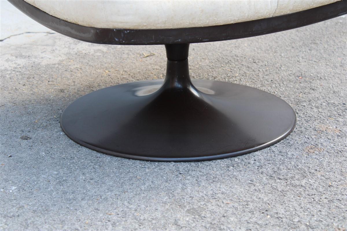 Gran Taburete Cuadrado Vintage Estilo Knoll 1960 Diseño Italiano Cojín de Terciopelo Moderno de mediados de siglo en venta