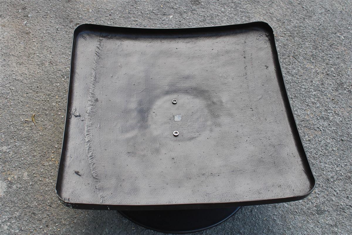 Gran Taburete Cuadrado Vintage Estilo Knoll 1960 Diseño Italiano Cojín de Terciopelo en venta 1