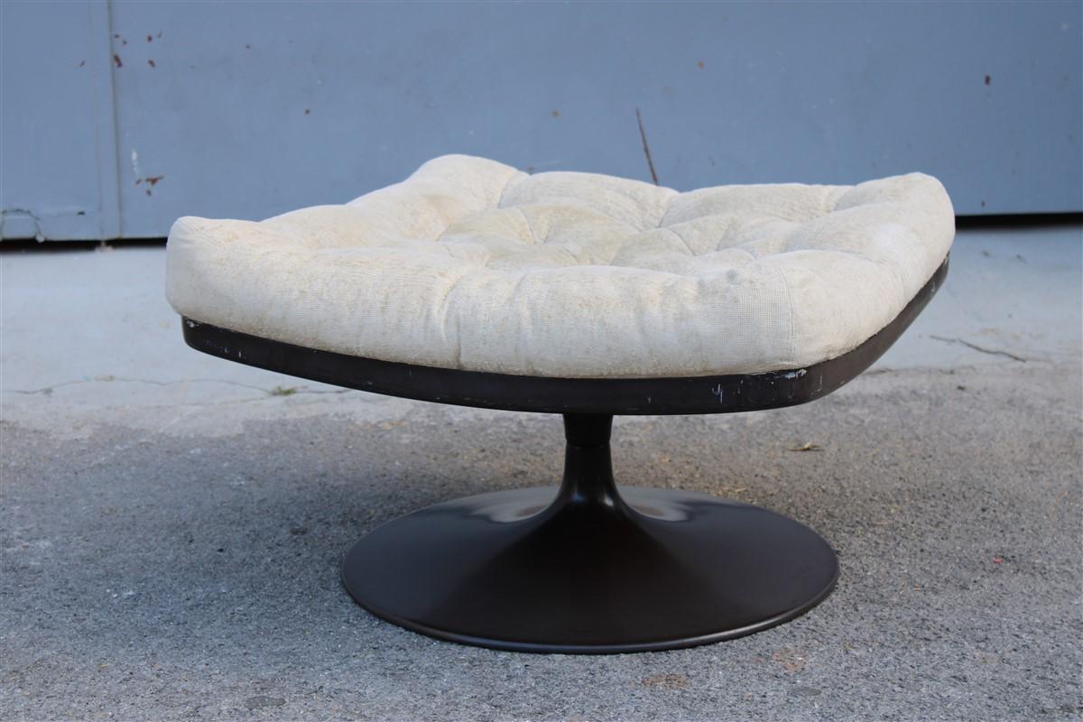 Large Square Vintage Stool 1960 Knoll Style Italian Design Velvet Cushion For Sale 2