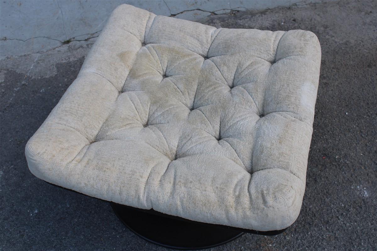 Large Square Vintage Stool 1960 Knoll Style Italian Design Velvet Cushion For Sale 3