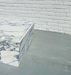 Large Square White Arabescato Marble Coffee Table