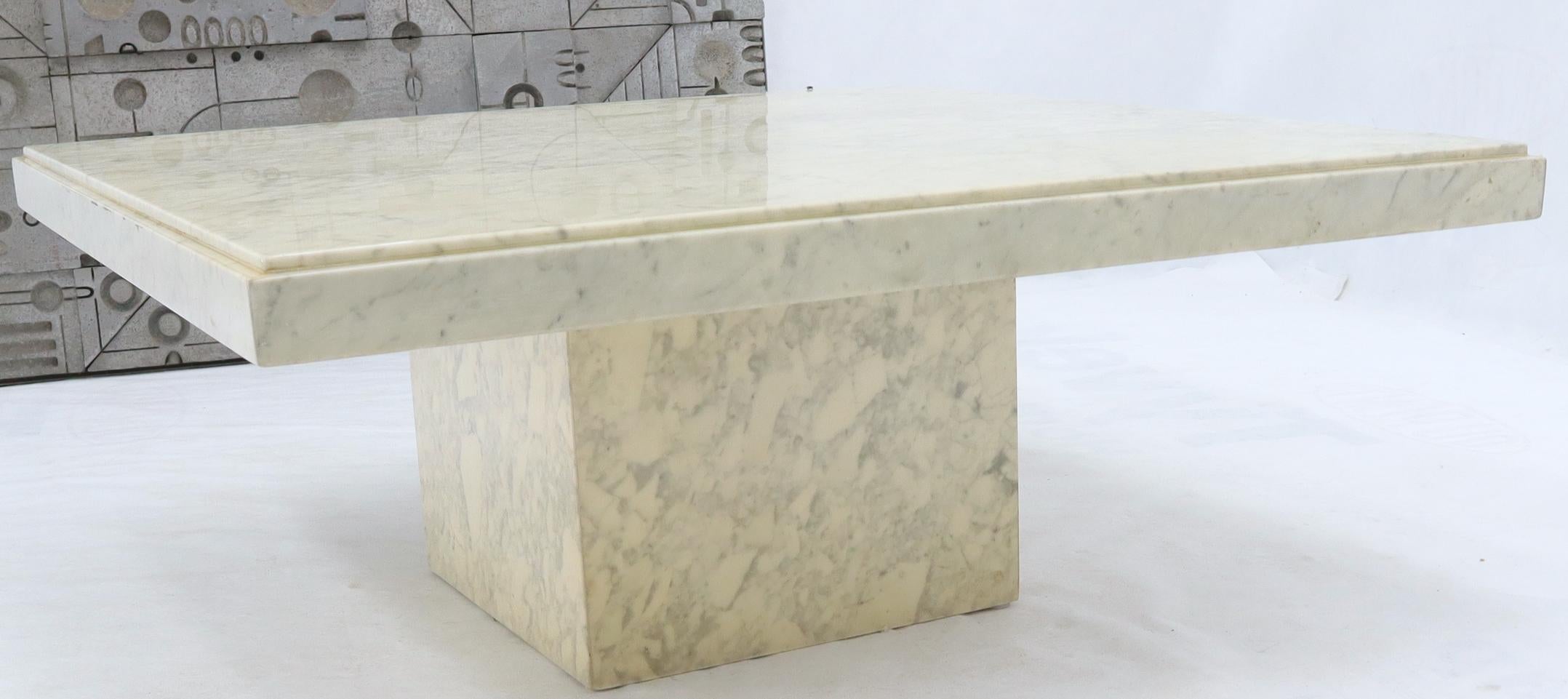 Mid-Century Modern Large Square White Marble Coffee Table