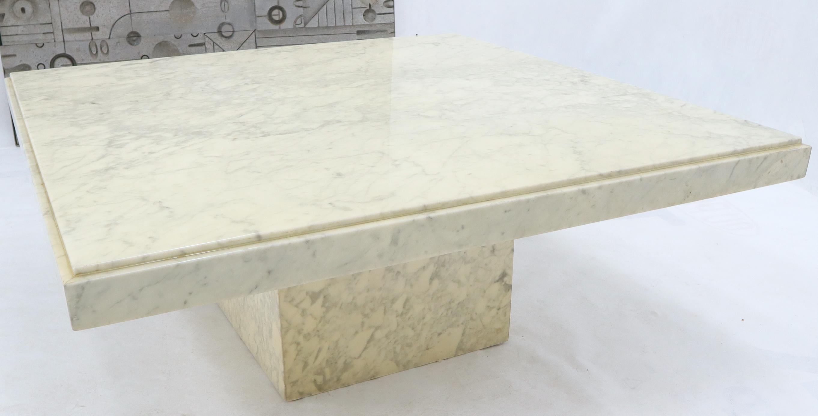 American Large Square White Marble Coffee Table