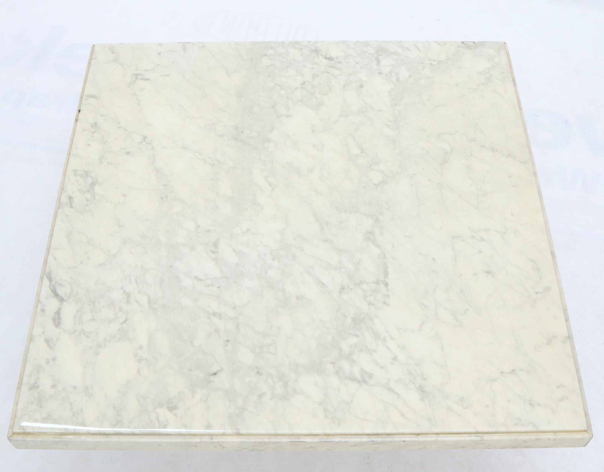 Polished Large Square White Marble Coffee Table